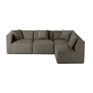 Nova - canapé modulable d'angle droit - 5 places - en velours - Gris