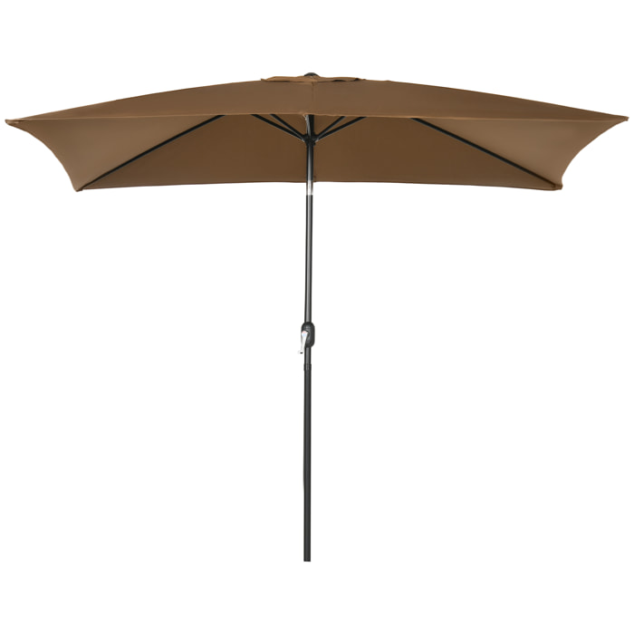 Parasol inclinable rectangulaire métal polyester haute densité 2,95L x 1,95l x 2,4H m chocolat