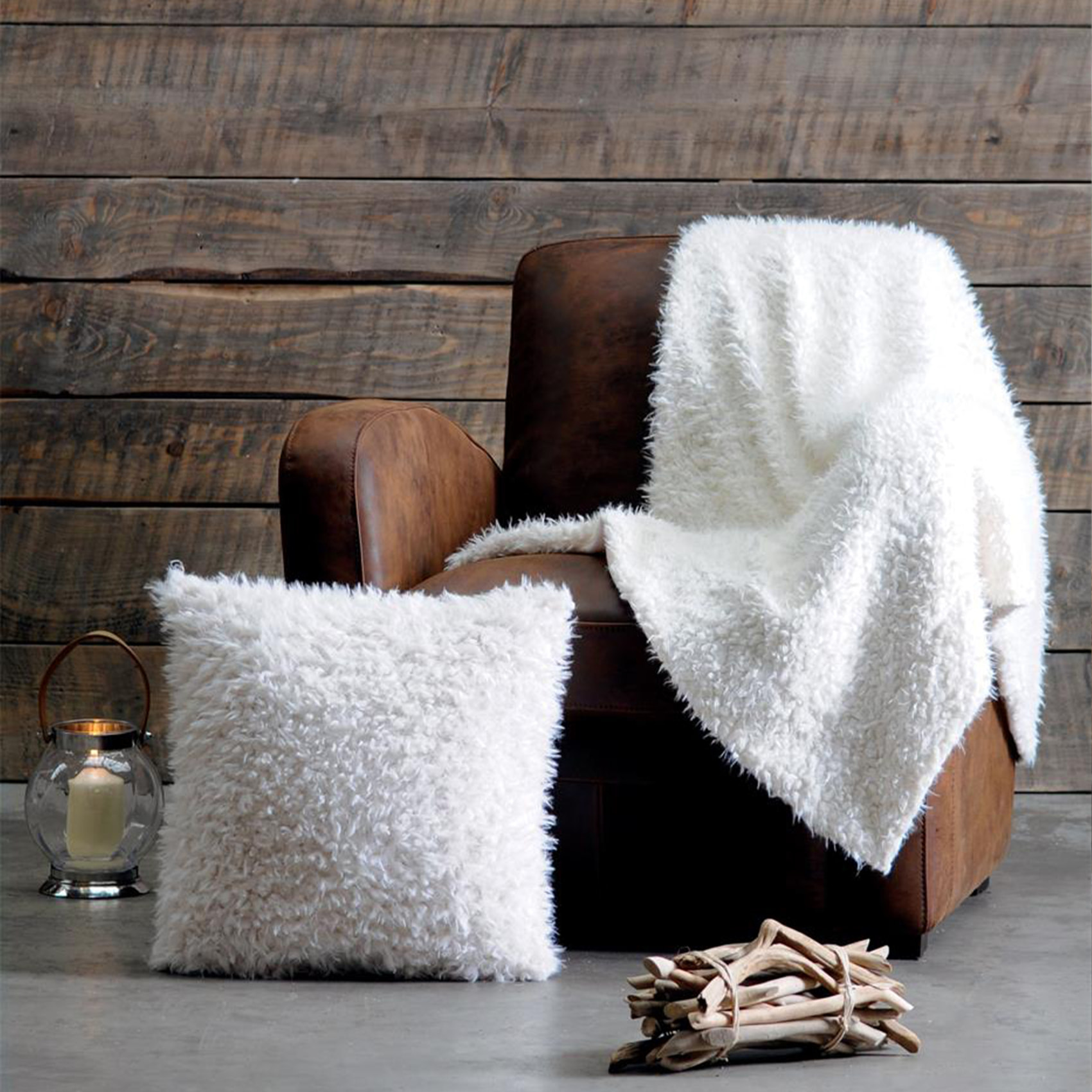 Plaid avec  - Effet Poil de Mouton - Blanc