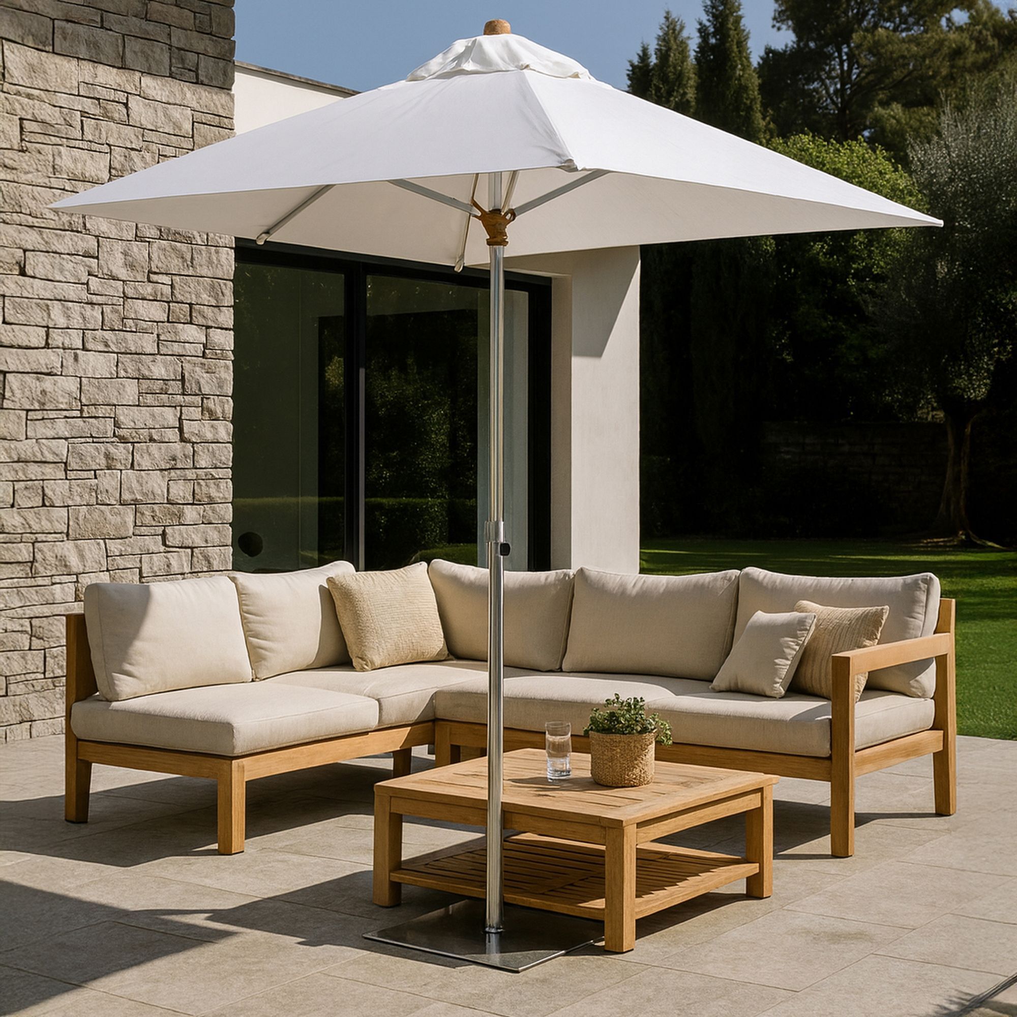 Parasol en aluminium et toile blanc 200cm COMETE
