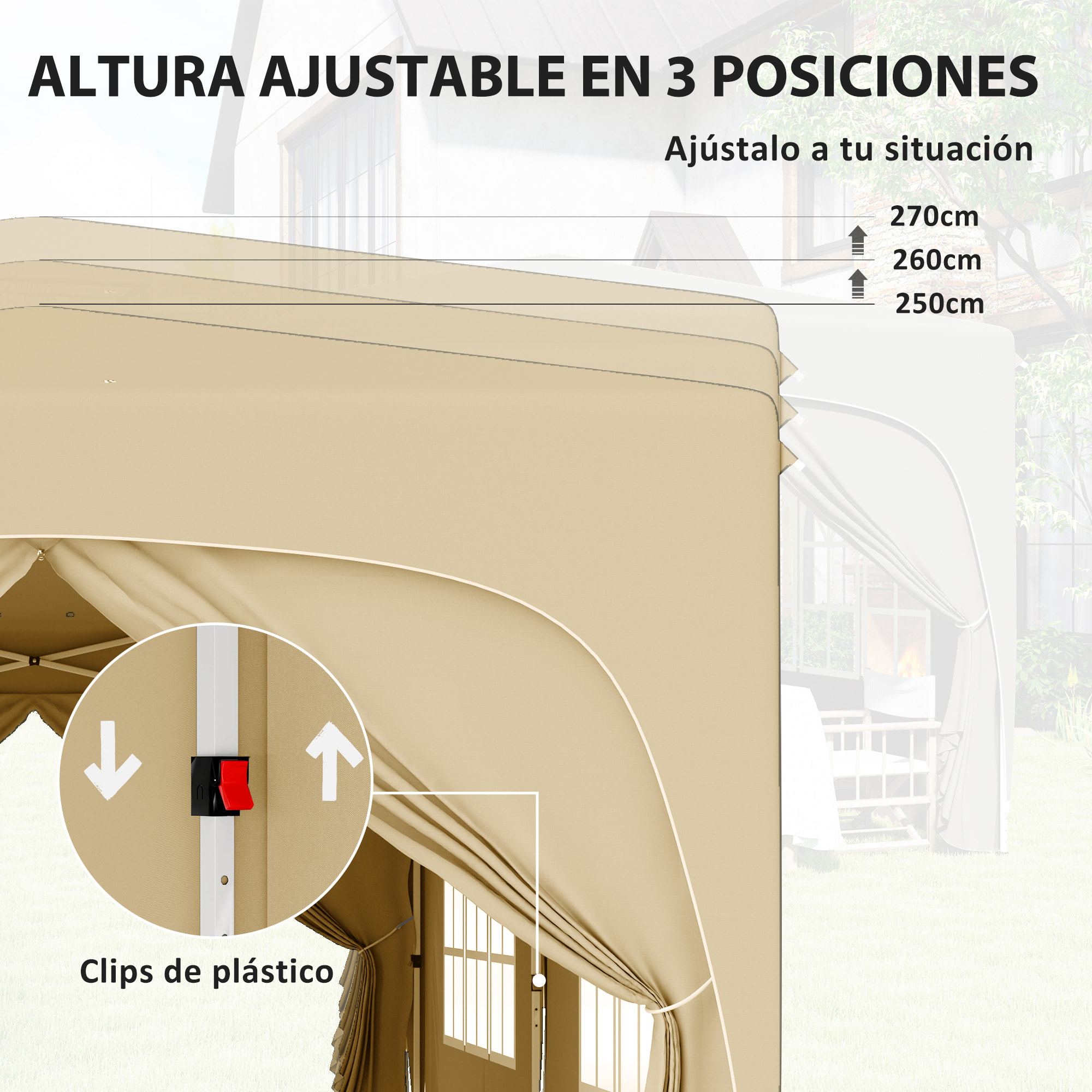 Carpa Plegable Gazebo 6x3 m Cenador Plegable con Altura Ajustable 6 Paredes Laterales Anti-UV y Bolsa de Transporte Pabellón de Jardín para Camping Fiestas