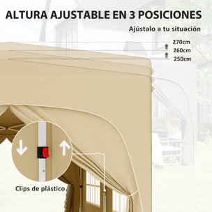 Carpa Plegable Gazebo 6x3 m Cenador Plegable con Altura Ajustable 6 Paredes Laterales Anti-UV y Bolsa de Transporte Pabellón de Jardín para Camping Fiestas