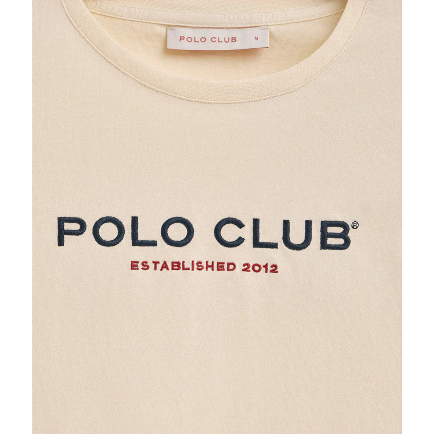 Maglietta ecrù a maniche lunghe con logo ricamato Established 2012 Polo