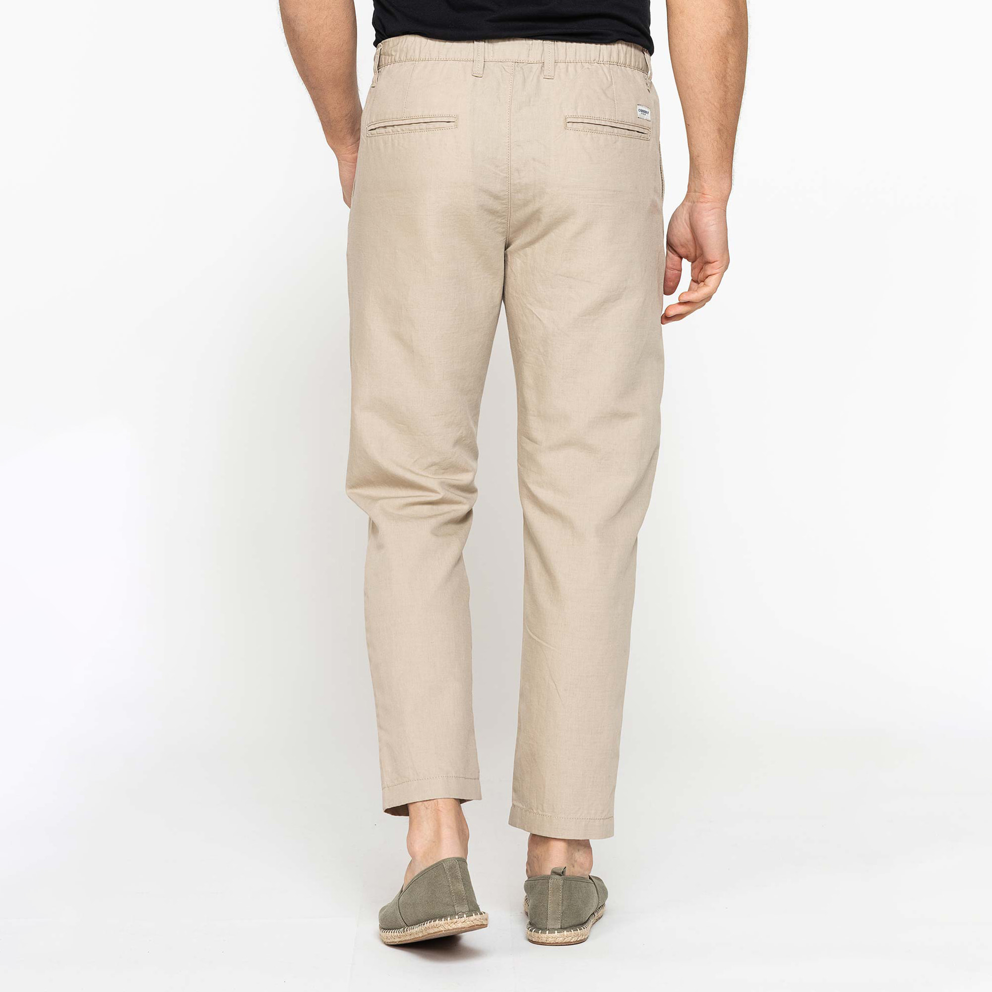 PANTALONE CHINO IN TESSUTO COTONE E LINO CON COULISSE