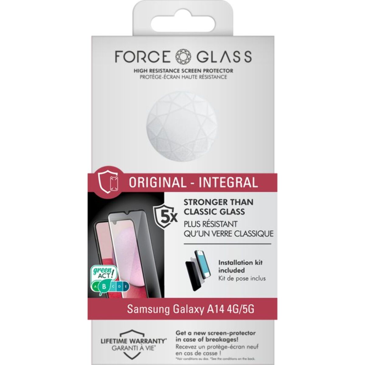 Protège écran FORCE GLASS Samsung A14 4G/5G
