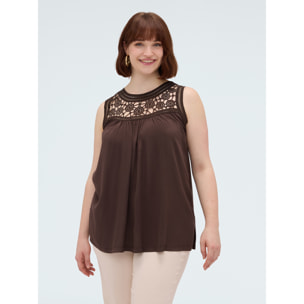 Fiorella Rubino - Top con pizzo - Marrone