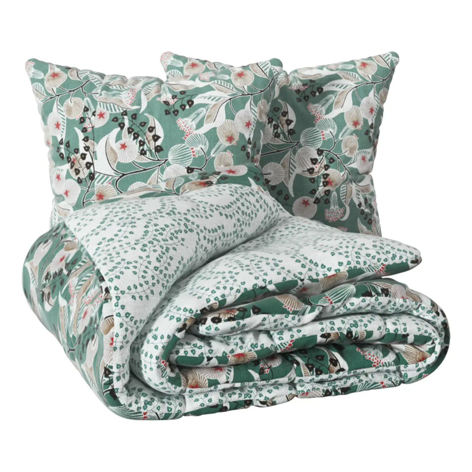 Parure de lit imprimée Vegetal Marin 240x220cm en coton