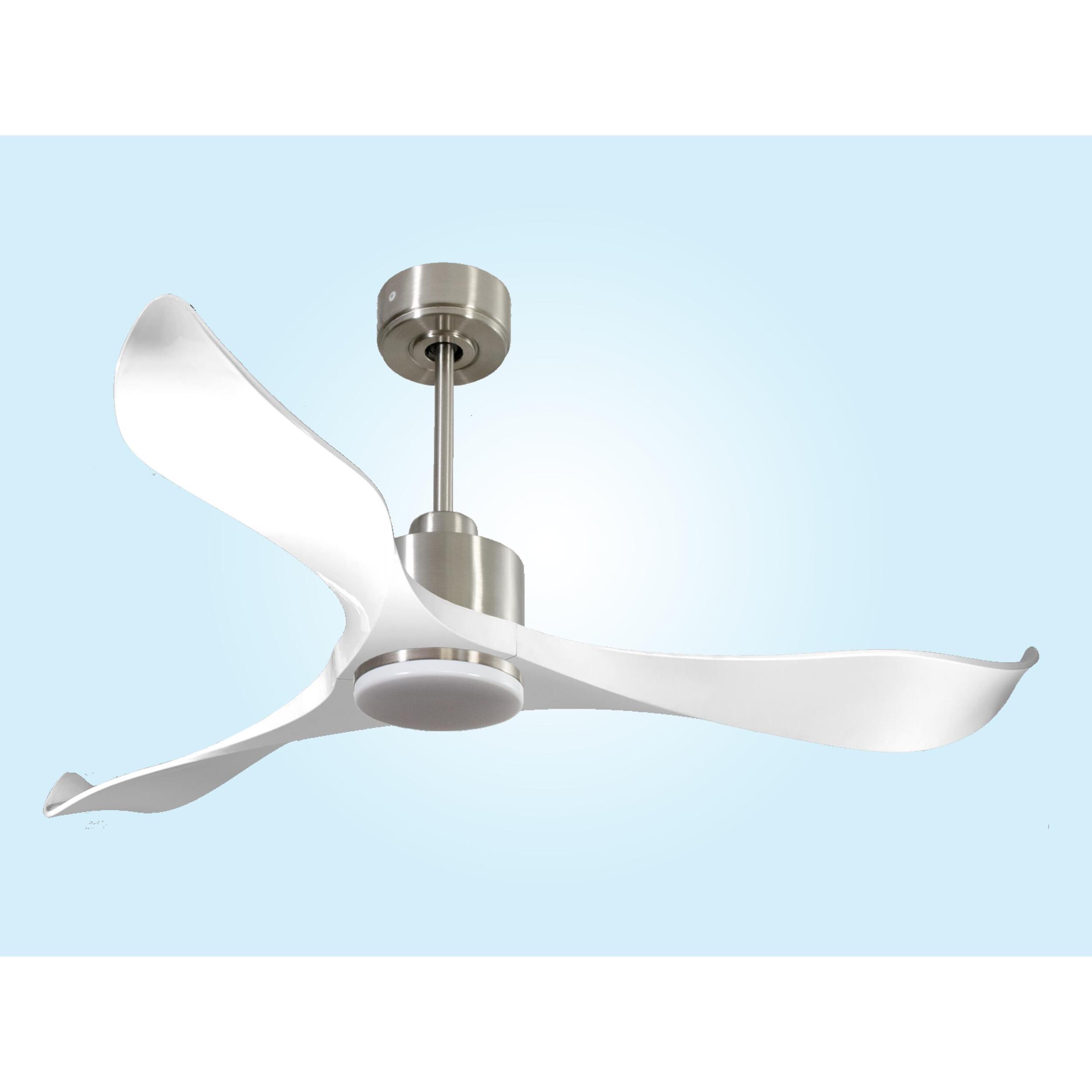 Ventilateur de plafond Réversible  Thermostat Dimmable Wifi Moteur à courant continu Toits en pente Télécommande Lumière à trois tons Adaptateur 2/3 Lames