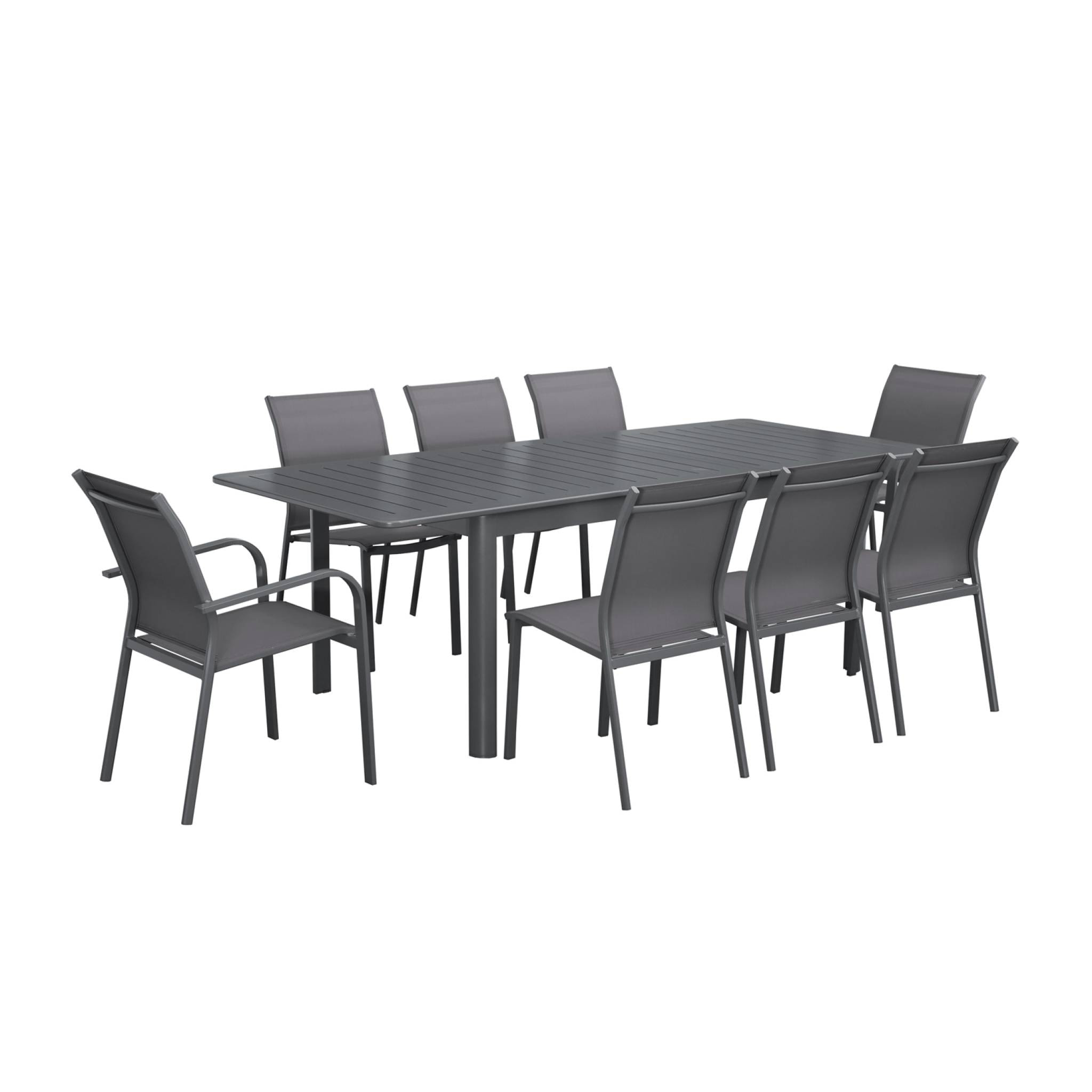 Table de jardin extensible aluminium + 8 assises SEATTLE + BUFFALO