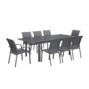 Table de jardin extensible aluminium + 8 assises SEATTLE + BUFFALO
