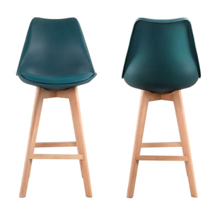 Lot de 2 tabourets scandinaves SVEN bleus avec coussin