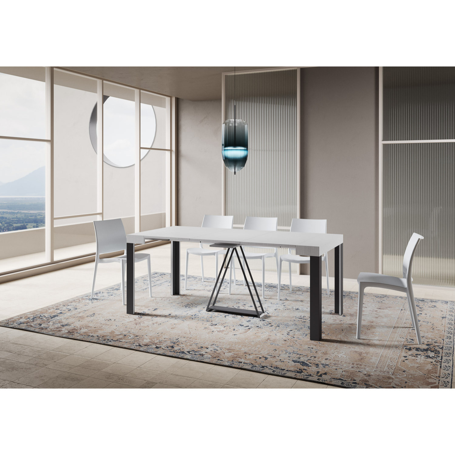 Consola extensible 90x40/196 cm Tarax Small fresno blanco estructura antracita