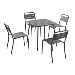Ensemble table + chaises gris foncé 4 places  - EVORA