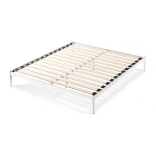 Lit design style industriel blanc à lattes larges