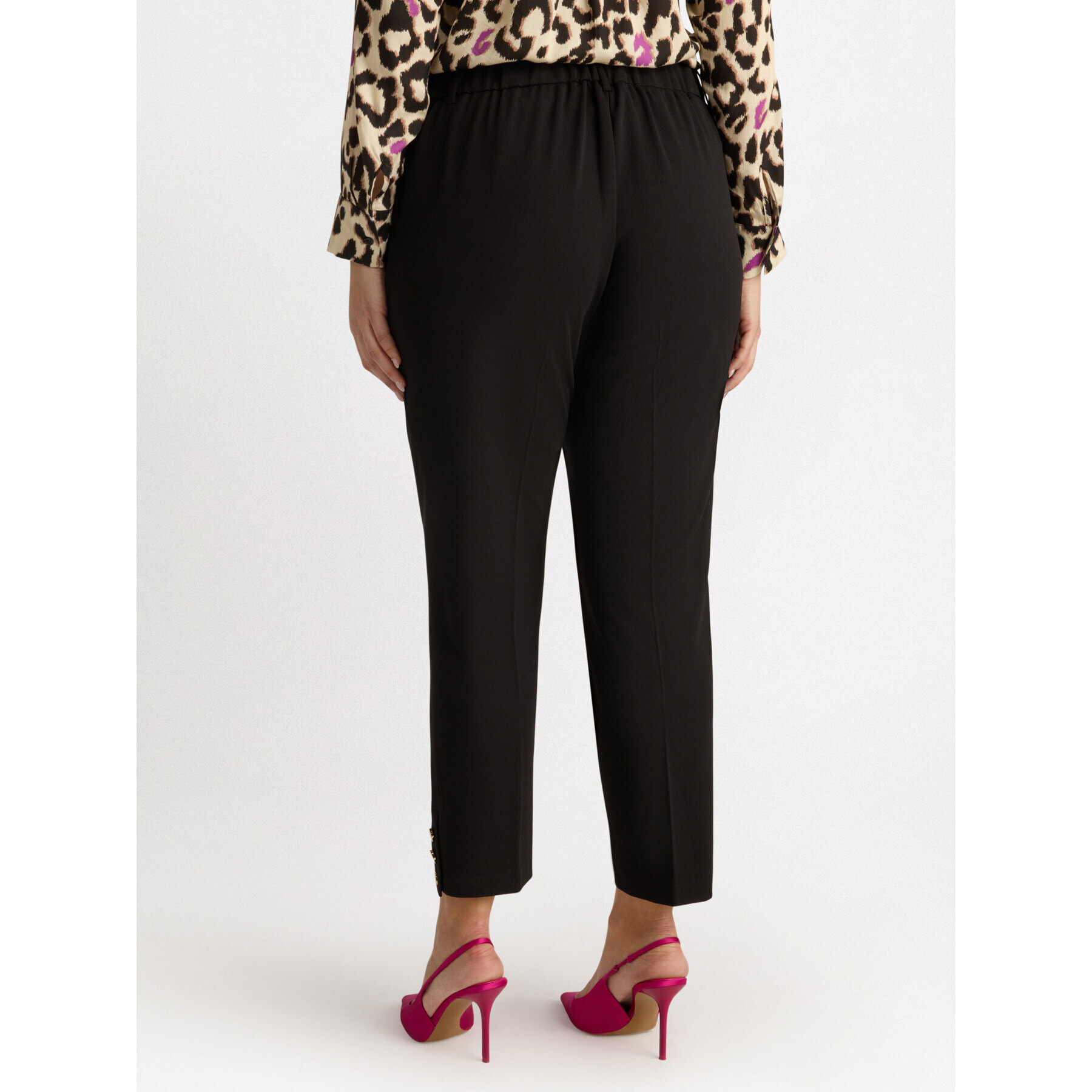 Fiorella Rubino - Pantaloni New York con bottoni al fondo - Nero