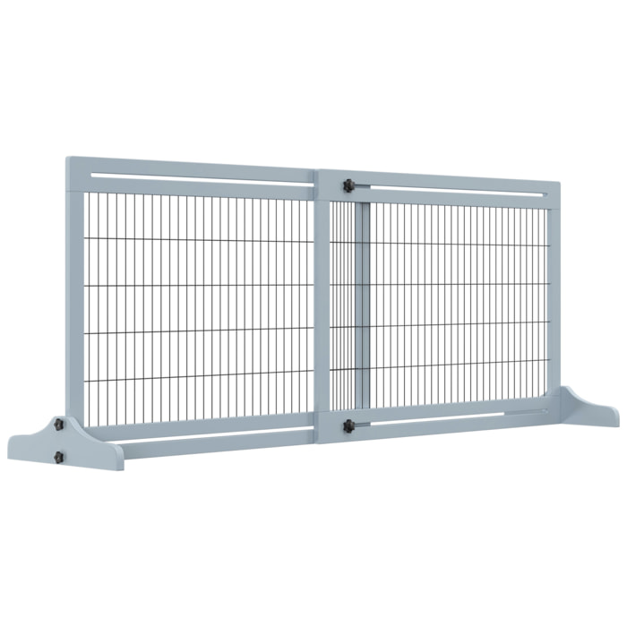 Barrera de Seguridad para Perros Extensible Barrera para Perros en Casa de Madera para Puerta Escalera Pasillo 104-183x36x69 cm Gris