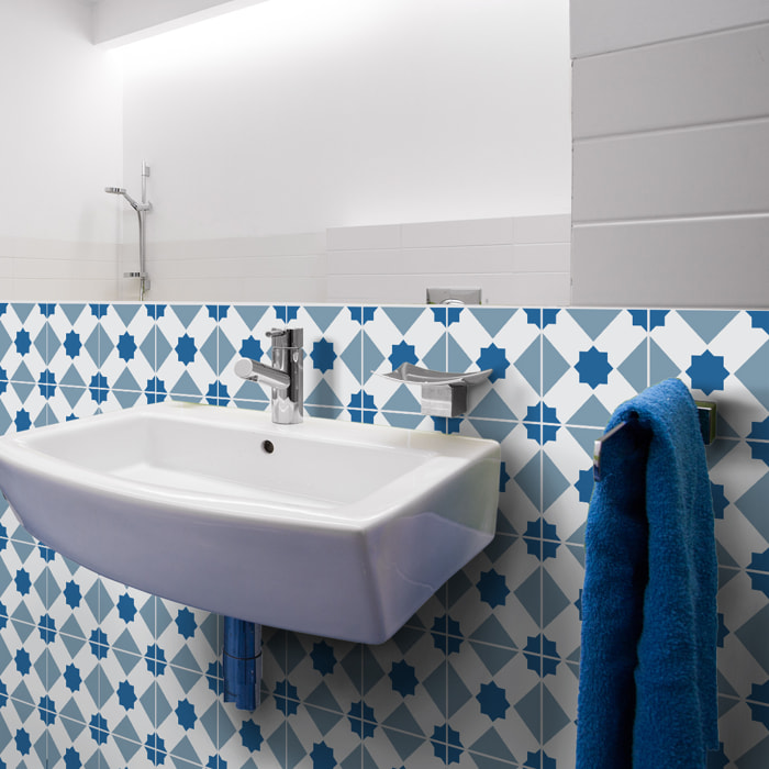 Stickers muraux - Sticker Mural Carrelage adhésif Cuisine Salle de Bain - 30 STICKERS CARRELAGES AZULEJOS MONICA