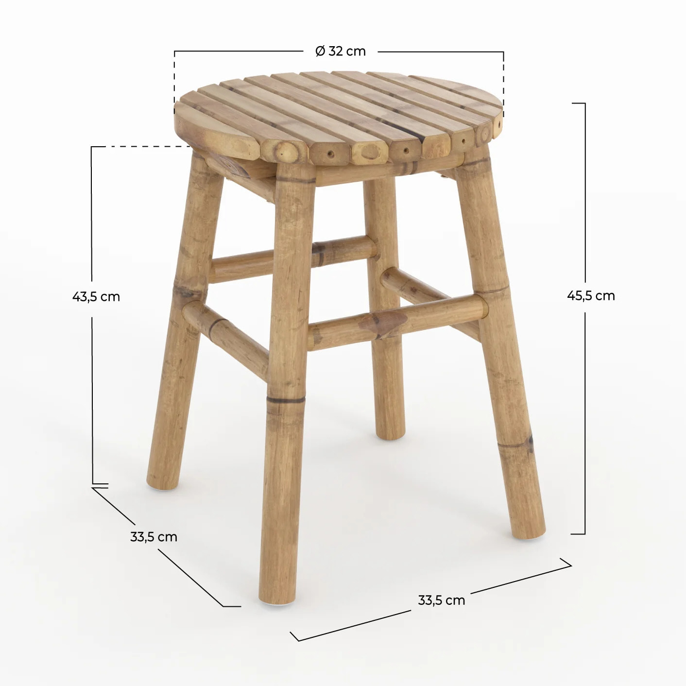 Tabouret de jardin en bambou H45,5 cm - Polly