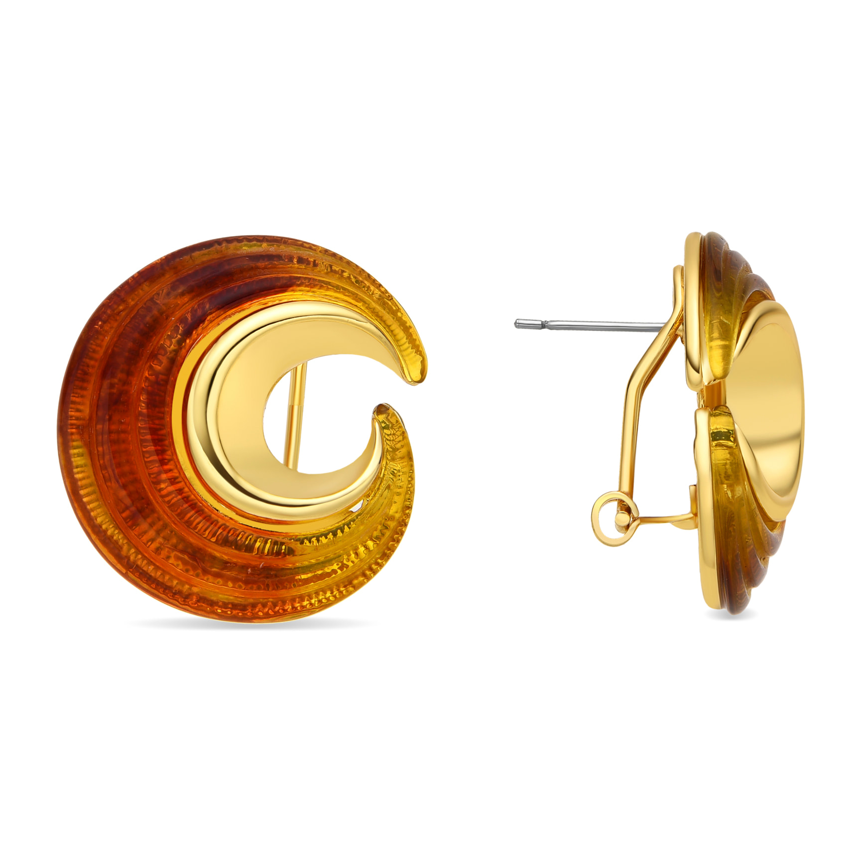 Pendientes con Resina Ambar acabado oro 18k