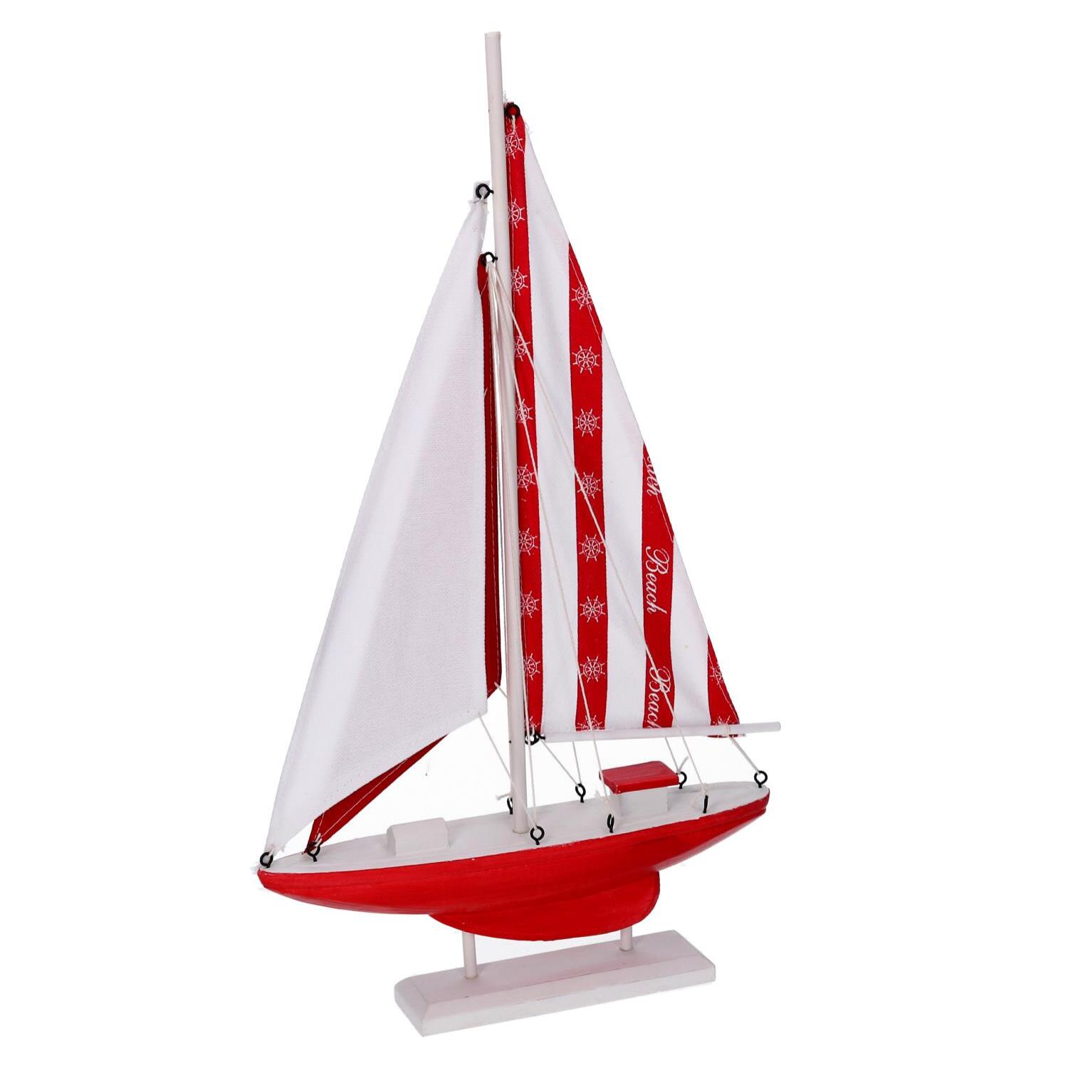 Barca in legno naturale e rosso cm25,5x4,5h45,5