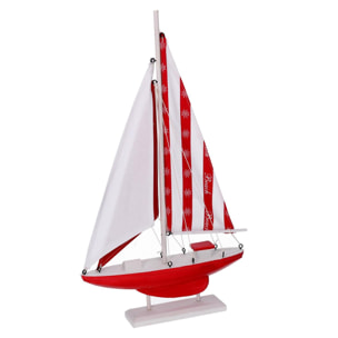 Barca in legno naturale e rosso cm25,5x4,5h45,5