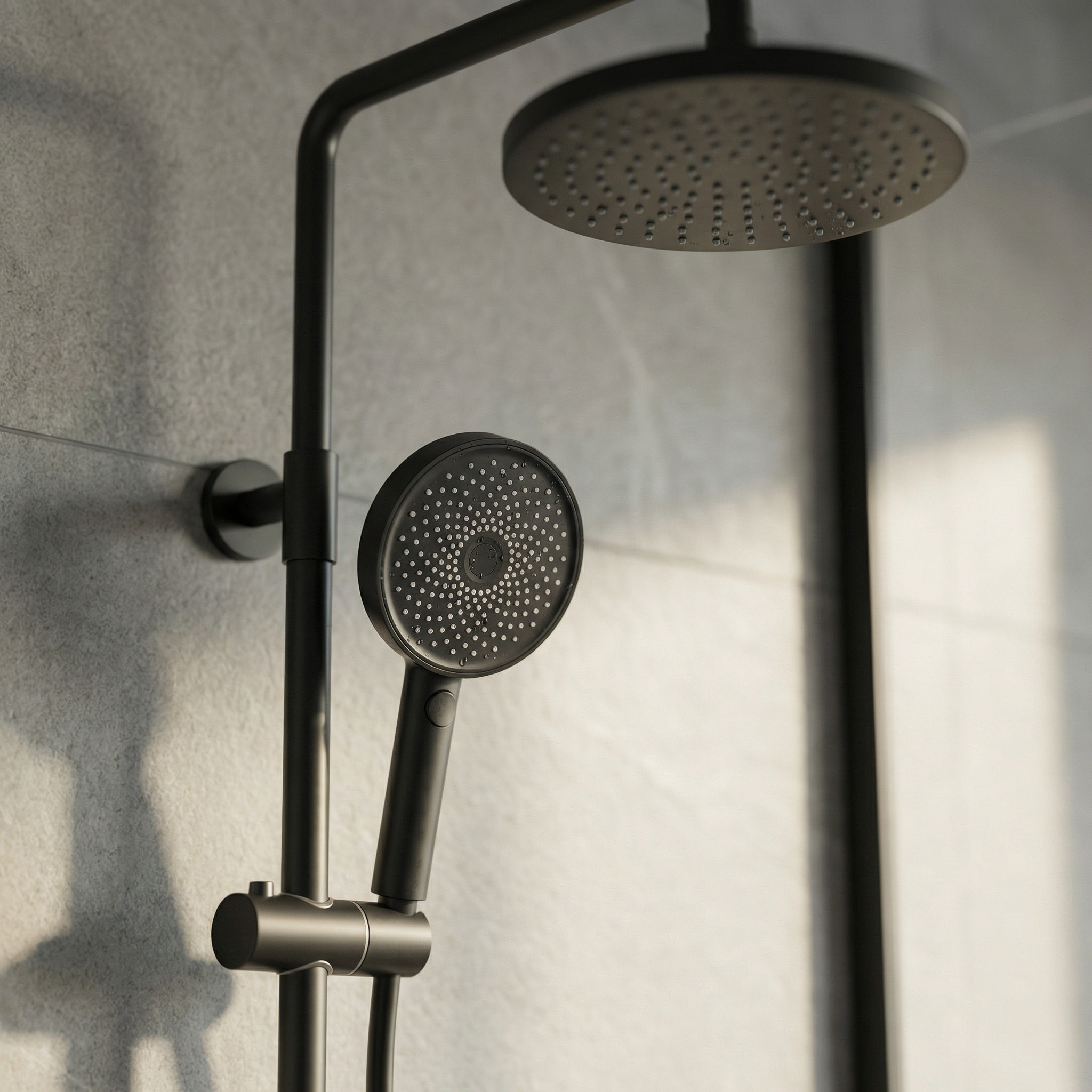 Colonne de douche XXL 250 avec mitigeur thermostatique, Douchette 3 jets, noir mat (SATSSTKEC)