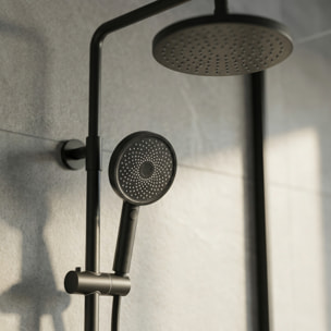 Colonne de douche XXL 250 avec mitigeur thermostatique, Douchette 3 jets, noir mat (SATSSTKEC)