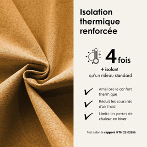 Rideau 100% occultant thermique phonique chiné - Jaune Ocre