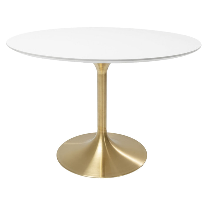 Table Invitation 120cm blanche et dorée Kare Design