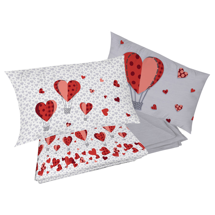 Completo letto mongolfiera rosso 100% cotone