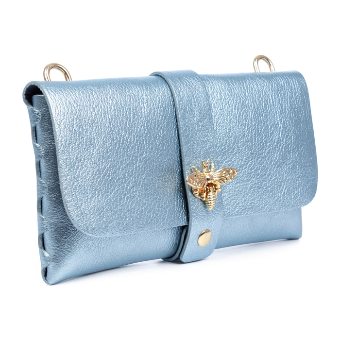 Amaseno bolso bandolera mujer. Piel auténtica Gamuza Lacada.