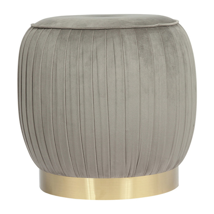 Pouf contenitore Lyla in velluto grigio con base dorata