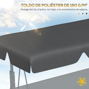 Toldo de Repuesto para Columpio de 3 Plazas Techo Universal para Balancín de Jardín Tela de Poliéster Protección Solar 156x117x15 cm Gris