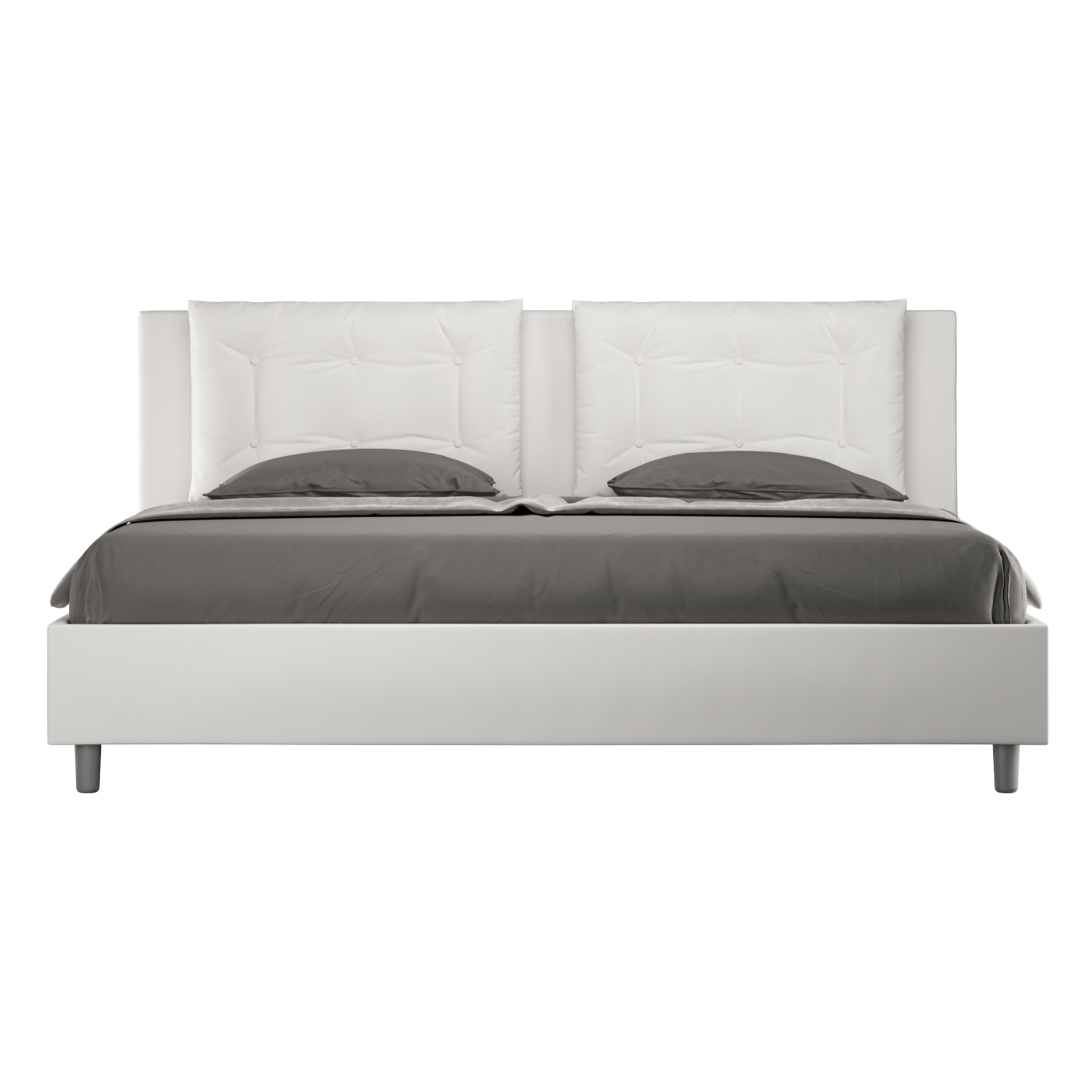 Letto matrimoniale king size con rete imbottito 180x210 similpelle bianco Annalisa