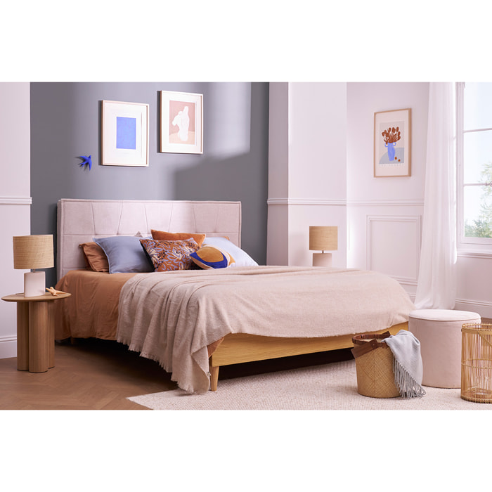 Tête de lit en tissu effet velours texturé beige L170 cm SUKA
