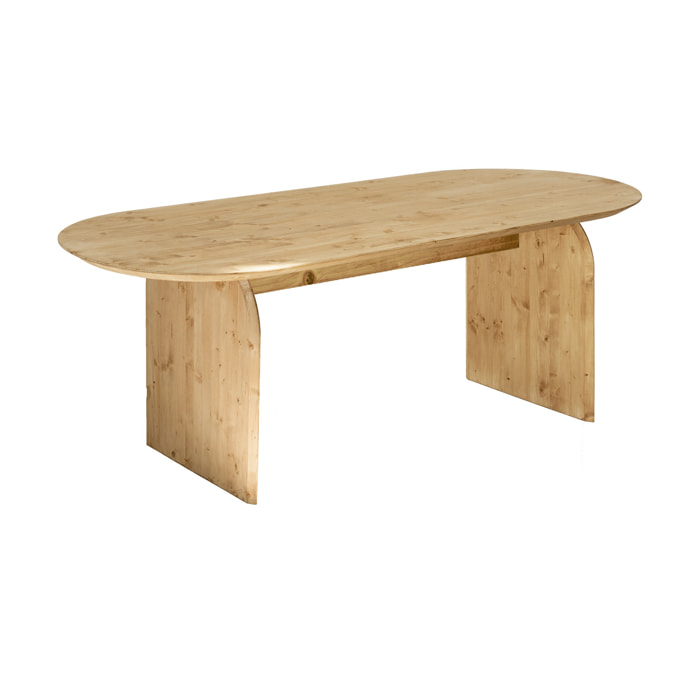 Table à manger ovale en bois massif ton chêne moyen en différentes tailles