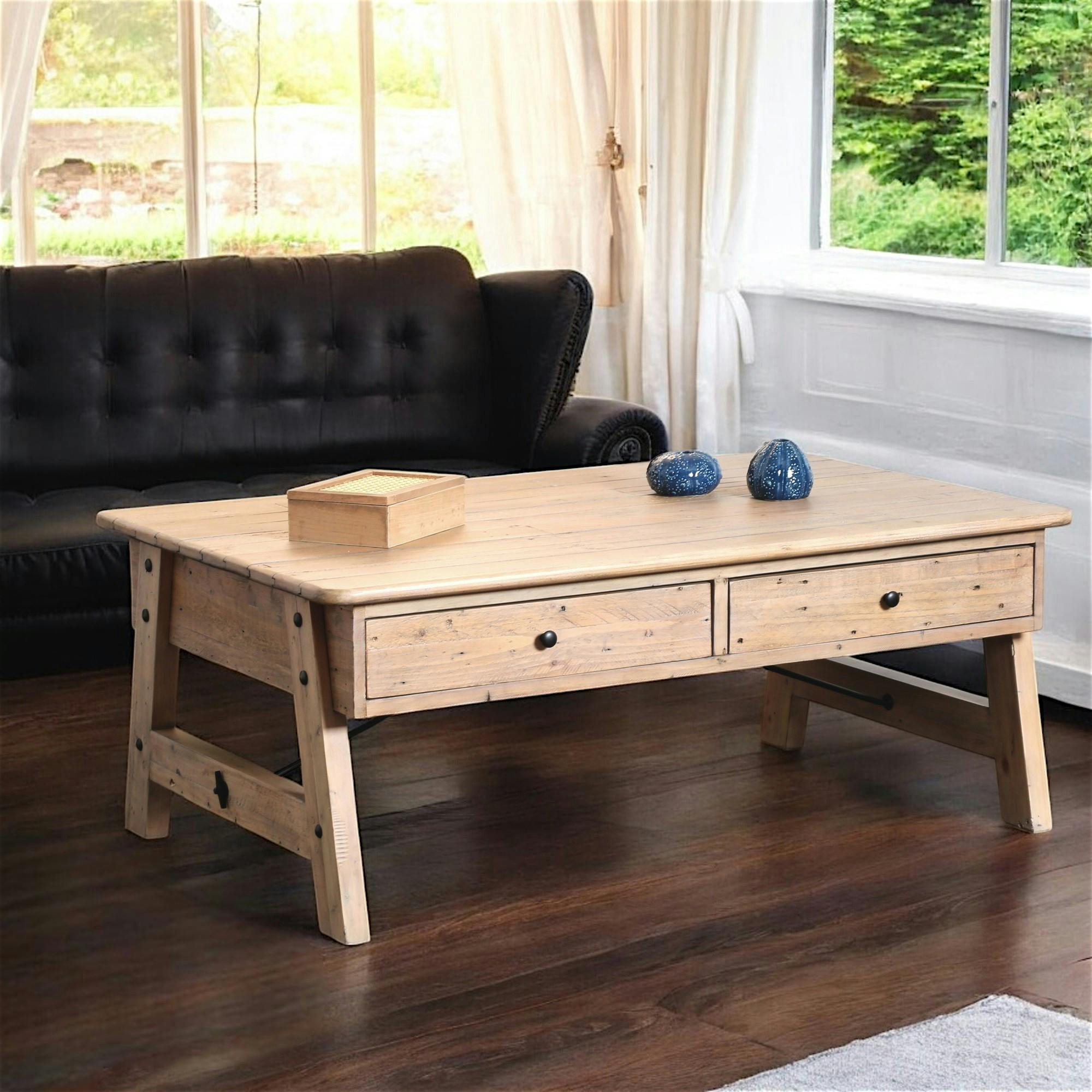 Table basse en bois recyclé avec tiroirs SALERNE