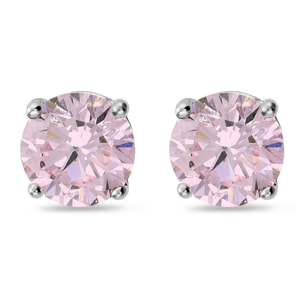 Orecchini Punto Luce in Argento 925 con Cubic Zirconia Rosa