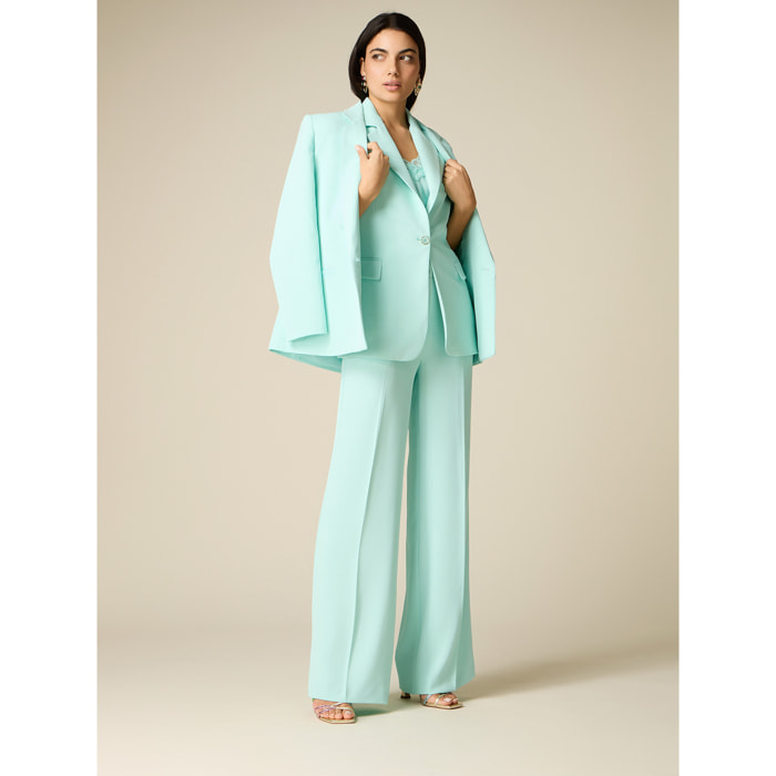 Oltre - Pantaloni palazzo in tessuto crêpe - Verde acqua