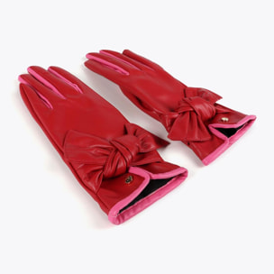 Guanti Effetto Pelle con Fiocco