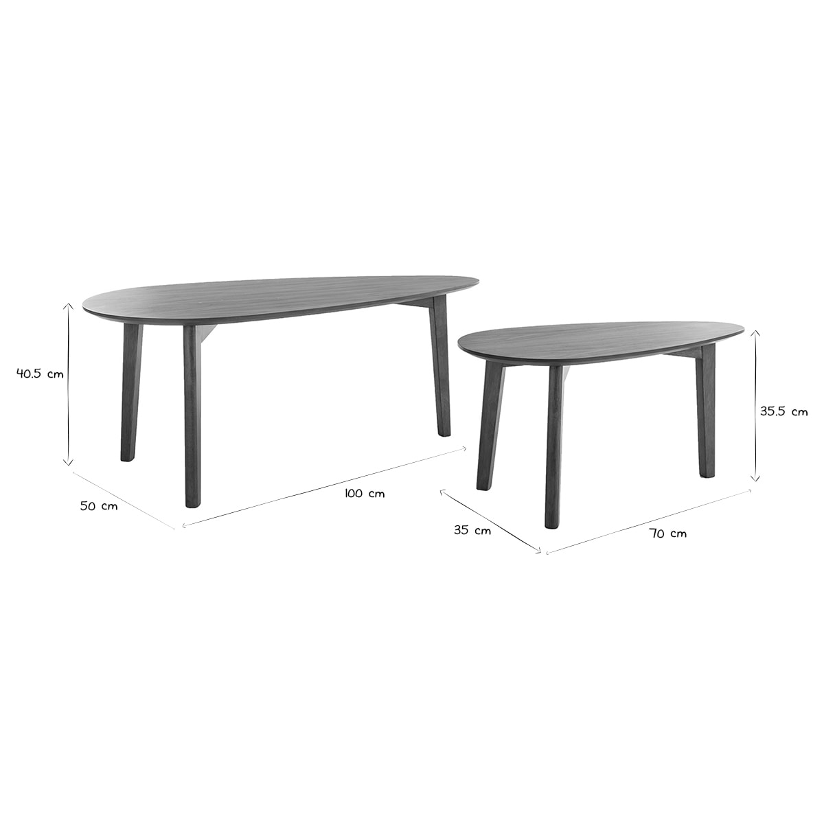 Tables basses gigognes scandinaves bois foncé noyer (lot de 2) ARTIK