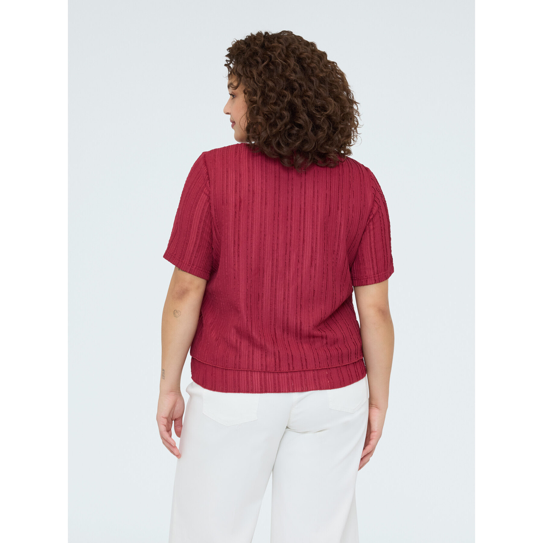 Fiorella Rubino - T-shirt in jersey a costine - Bordeaux