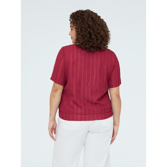 Fiorella Rubino - T-shirt in jersey a costine - Bordeaux