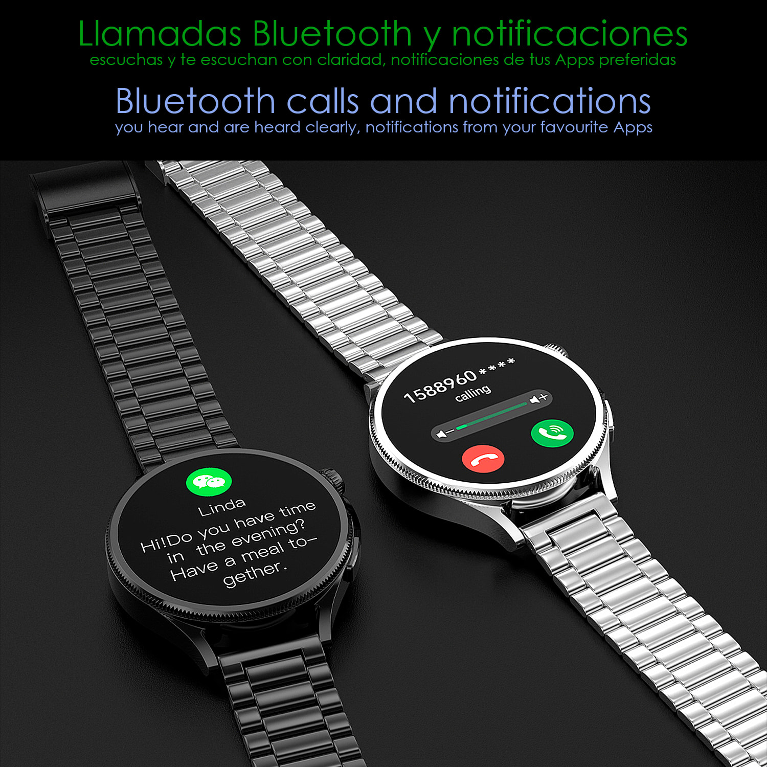 Smartwatch M103 con monitor cardiovascular, varios modos de deporte. Correa de metal + correa de silicona y auriculares TWS.