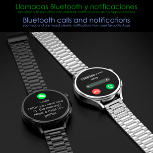 Smartwatch M103 con monitor cardiovascular, varios modos de deporte. Correa de metal + correa de silicona y auriculares TWS.