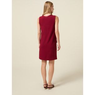Oltre - Vestido tubo fluido con bolsillos y botones - Rojo
