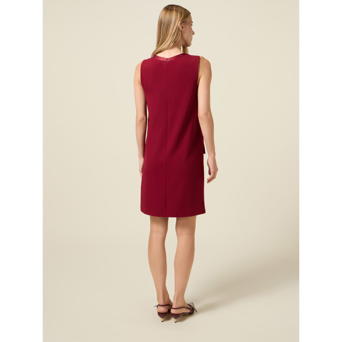 Oltre - Vestido tubo fluido con bolsillos y botones - Rojo