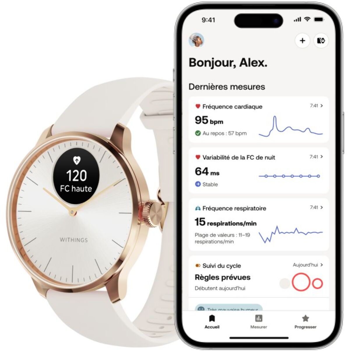 Montre santé WITHINGS Scanwatch Light Rose Gold