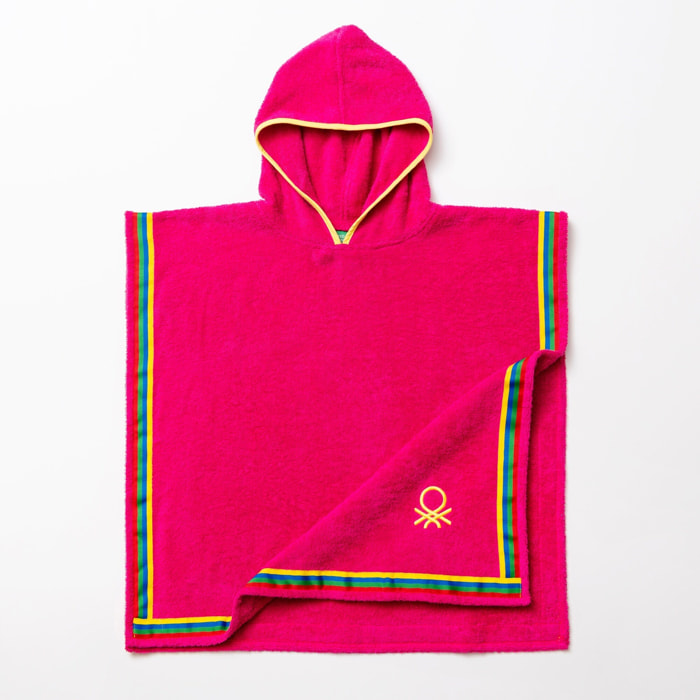 Albornoz poncho de niño 7-14 años 380 gsm 100% algodón rosa Benetton