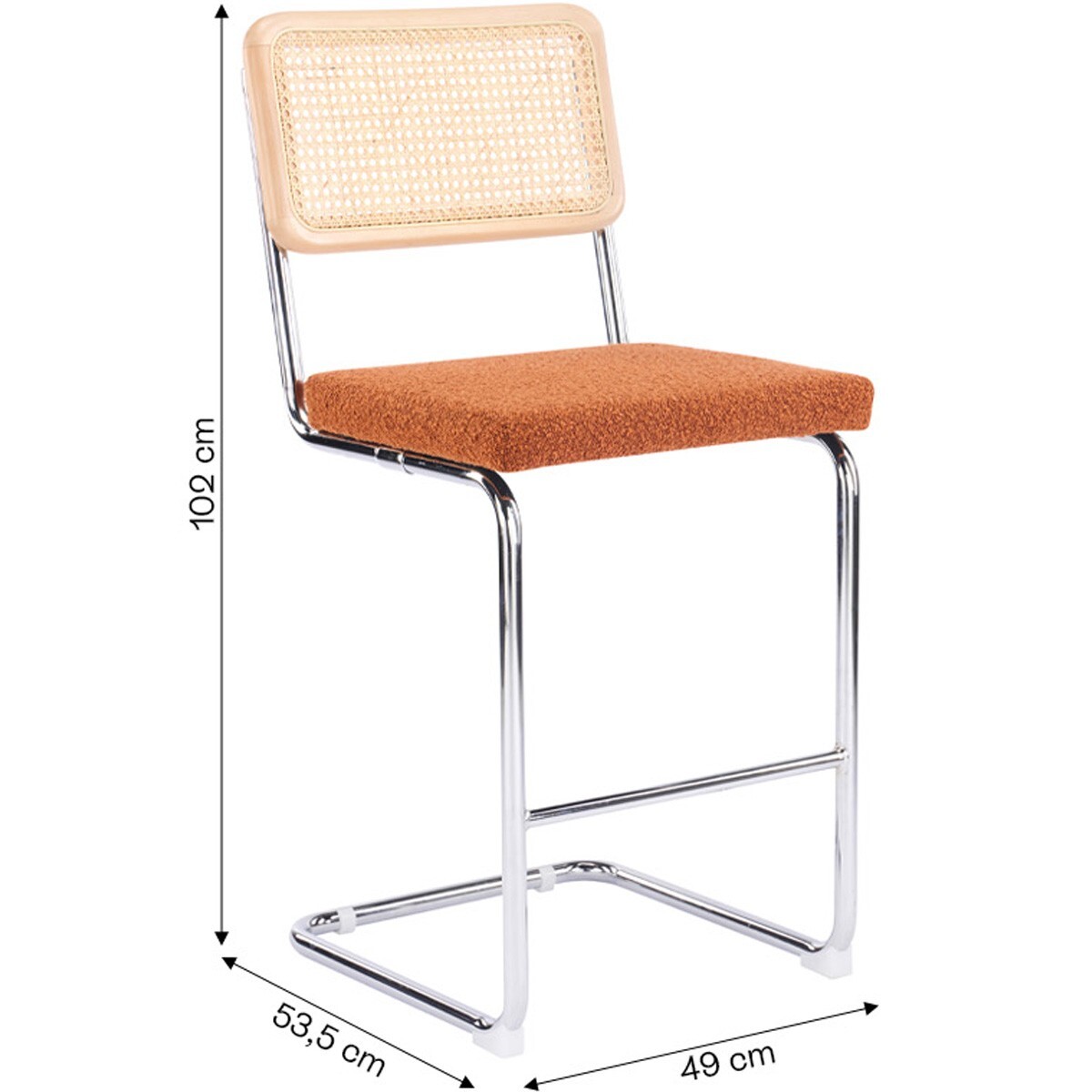 Lot de 2 tabourets de bar en cannage et tissu bouclé - MUSE